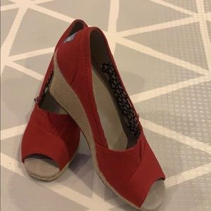 Red Toms peep toe Wedges